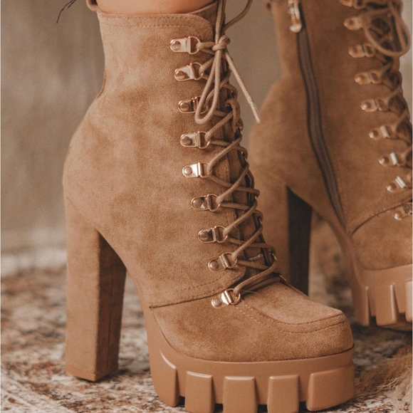 Just In Moon are Back Nude Vegan Suede Boots - Picture 4 of 14